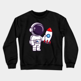 Cute Astronaut Holding Rocket Cartoon Crewneck Sweatshirt